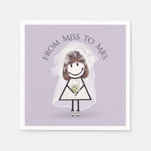 Bride Stick Girl in Sneakers with Daisy Bouquet  Napkin