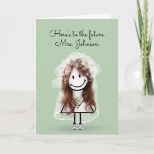 Bride Stick Girl with Sneakers and Daisies Card