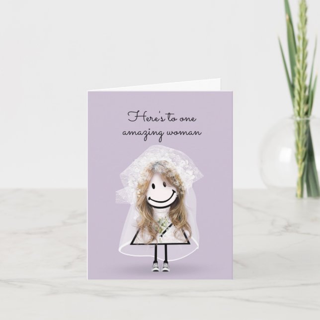 Bride Stick Girl with Sneakers and Daisies Card (Front)