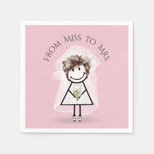 Bride Stick Girl with Sneakers on Dots  Napkin