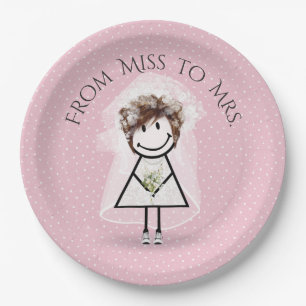 Bride Stick Girl with Sneakers on Dots  Paper Plate