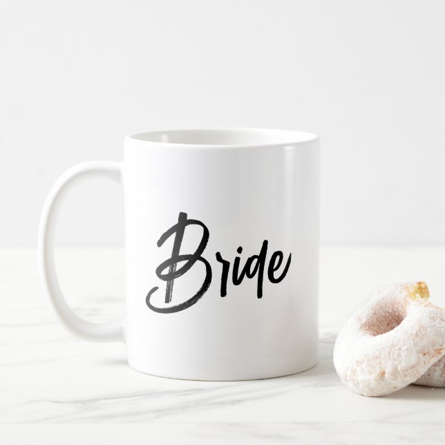 Bride Stylish Brush Script Coffee Mug (With Donut)