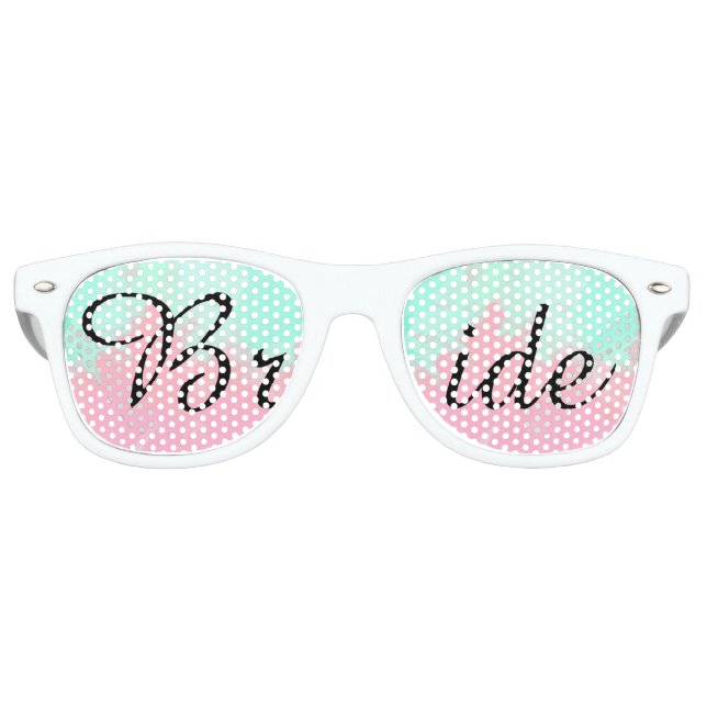 Bride Summer Pink Teal Watercolor Wedding Retro Sunglasses (Front)