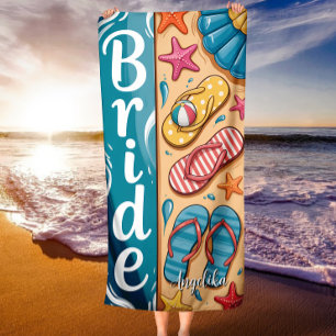 Bride Summer Seashore Vibes Flip-Flops Wedding Beach Towel
