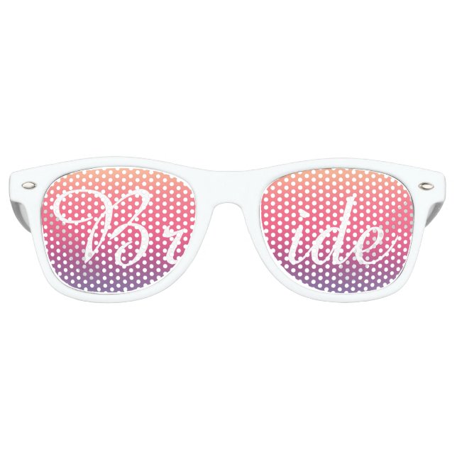 Bride Sunset Watercolor Ombre Purple Beach Retro Sunglasses (Front)