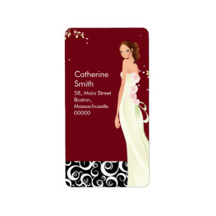 Bride Swirl Address Labels in Burgundy