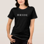 Bride T-Shirt – Custom Wedding Day Shirt for bride<br><div class="desc">Say "yes" to the shirt! This classic “Bride” T-shirt is the perfect look for your wedding planning days, bachelorette party, bridal shower, or even wedding morning prep. 💍 100% customizable – Add your name, wedding date, location, or even change the text style and colors to match your theme. 🎉 Makes...</div>