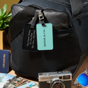 BRIDE Teal Blue Shower Party Personalized Luggage Tag