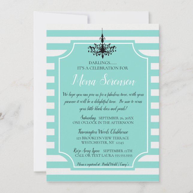 Bride Teal Blue Tea Bridal Brunch Shower Party (Front)