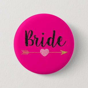 Bride Team Bride Hot Pink 2 Inch Round Button