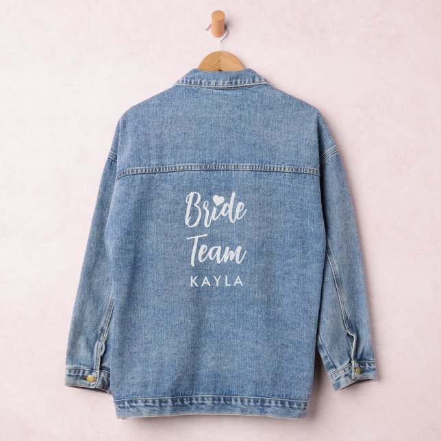 Bride Team Typography Bridal Party Custom Name Denim Jacket (Hangar)