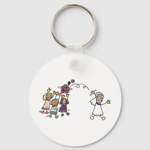 Bride Throws Bouquet At Wedding Recption Keychain
