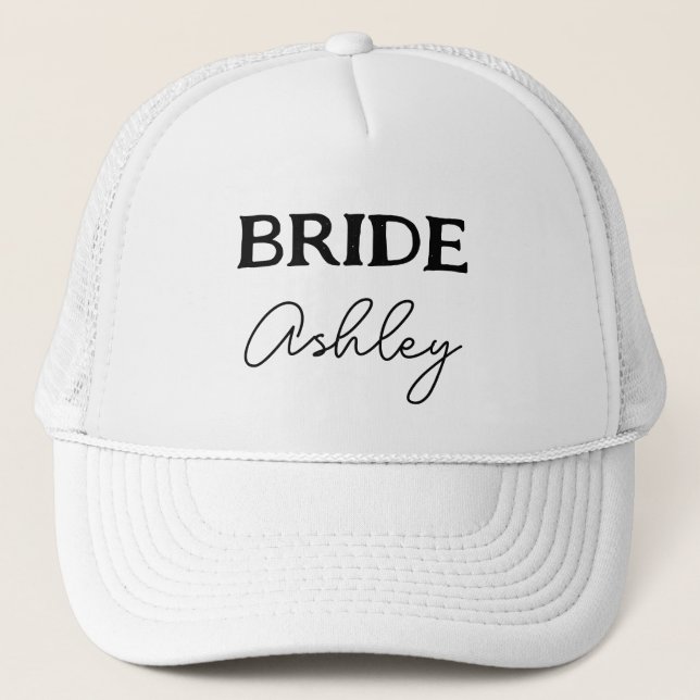 Bride To Be Bachelorette Party Black And White Trucker Hat (Front)
