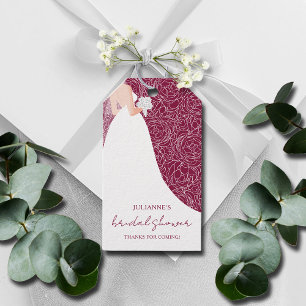 Bride to Be Bridal Shower Cranberry Favour Gift Tags