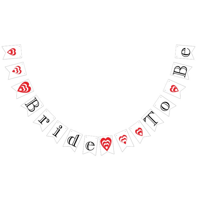 BRIDE TO BE Bridal Shower Decor: Black, White, Red Bunting Flags (All)