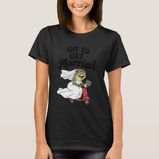 Bride to Be Bridal Shower Frog On Scooter Off to G T-Shirt