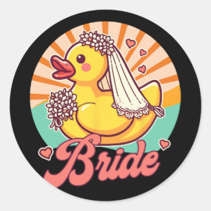 Bride To Be Bridal Wedding Bachelorette Rubber Duc Classic Round Sticker