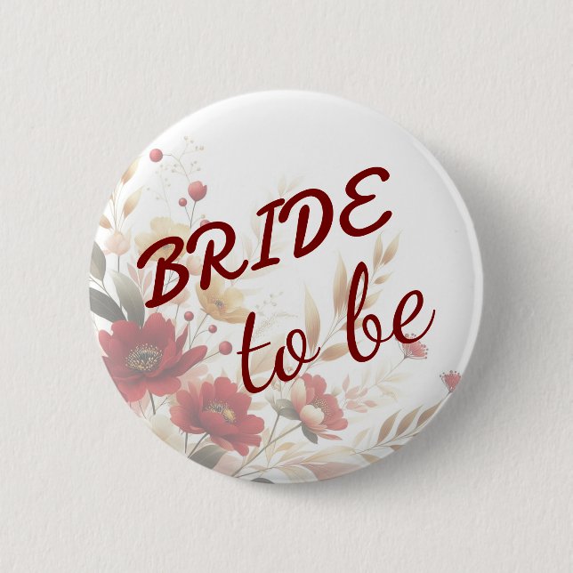 Bride To Be Button Floral Minimal Simple (Front)