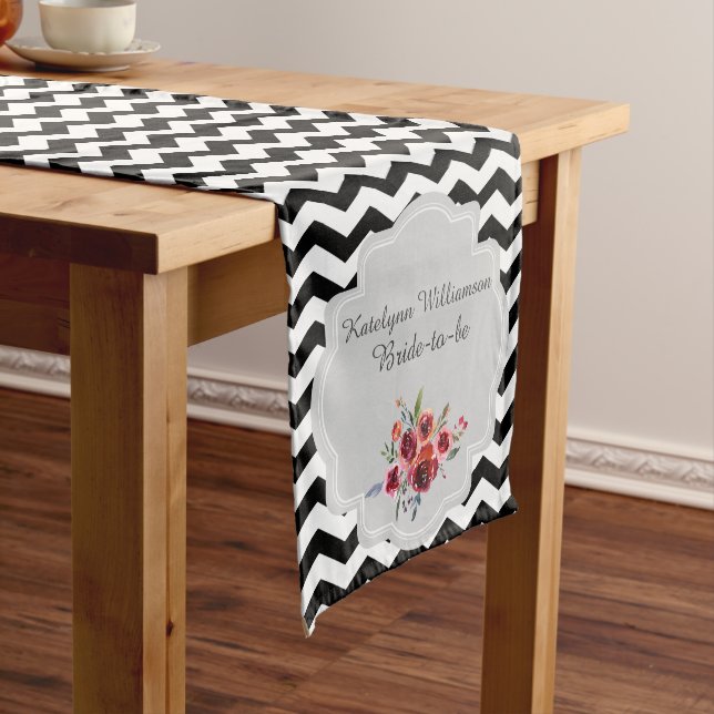 Bride To Be Chevron Personalized Table Runner (In Situ)