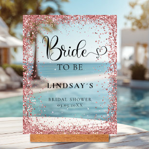 BRIDE TO BE! Copper Glitter Bridal Shower  Acrylic Sign