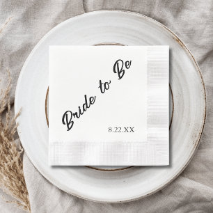 Bride to Be Custom Date Modern Wedding Napkin