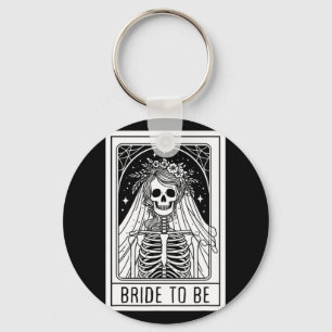 Bride To Be Gothic Skeleton Tarot Card Bachelorett Keychain