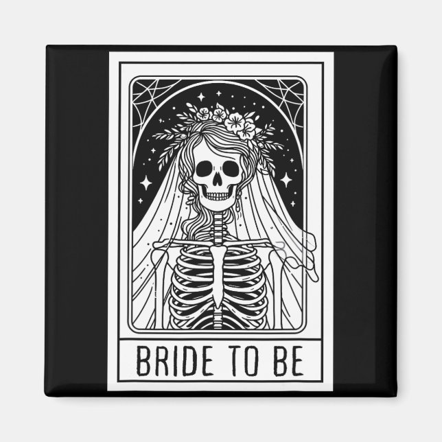 Bride To Be Gothic Skeleton Tarot Card Bachelorett Magnet (Front)