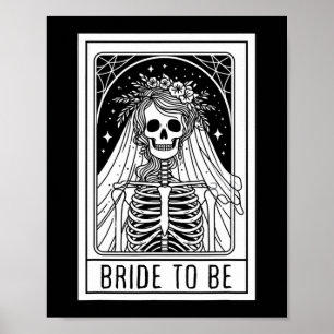 Bride To Be Gothic Skeleton Tarot Card Bachelorett Poster