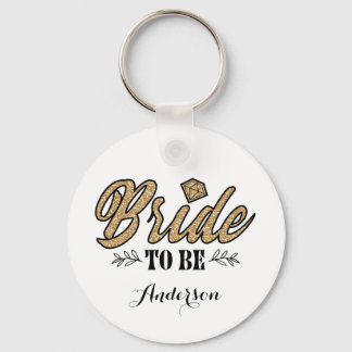Bride To Be Key Chain-Gold & Black Keychain