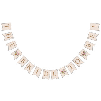 Bride To Be Modern Floral Wildflower Bunting Bunting Flags