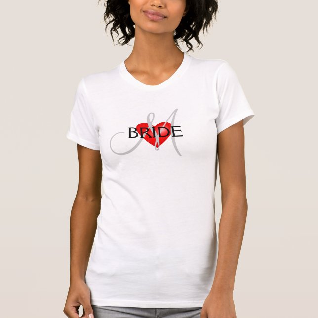 Bride to Be Monogram Heart Wedding Shirt (Front)