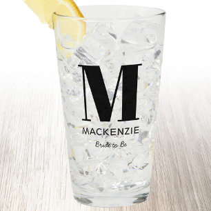 Bride to Be Monogram Name Glass