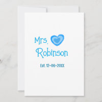 Bride to be Mrs add name date blue heart watercolo