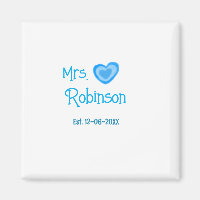 Bride to be Mrs add name date blue heart watercolo