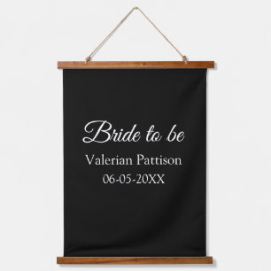 Bride to be name date black white bridal shower we hanging tapestry