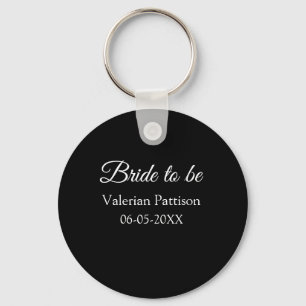 Bride to be name date black white bridal shower we keychain