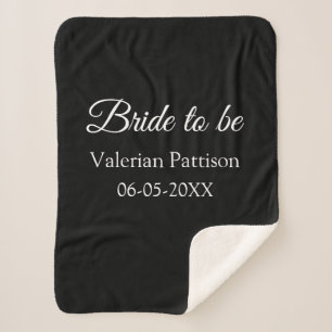 Bride to be name date black white bridal shower we sherpa blanket