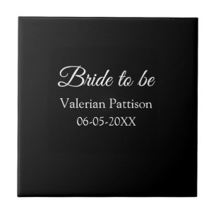 Bride to be name date black white bridal shower we tile