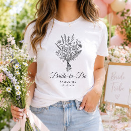 Bride To Be Name & Date Floral Wedding Party Tri-Blend Shirt