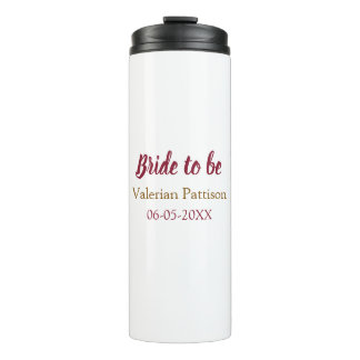 Bride to be name date golden maron bridal shower thermal tumbler