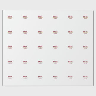 Bride to be name date golden maron bridal shower wrapping paper