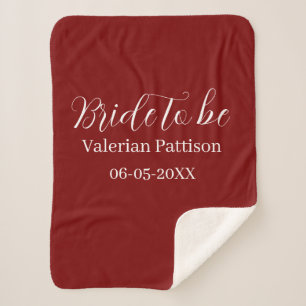 Bride to be name date mauve white bridal shower we sherpa blanket