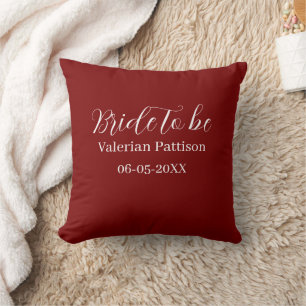 Bride to be name date mauve white bridal shower we throw pillow
