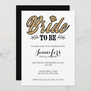 Bride To Be Party Invitation-Gold & Black Invitation