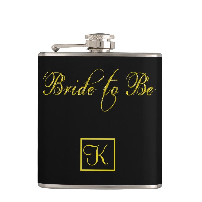 Bride To Be Personalize Monogram Engagement Party Hip Flask (Front)