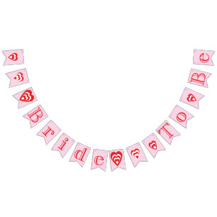 BRIDE TO BE, Pink And Red Bridal Shower Decoration Bunting Flags