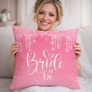 Bride To Be Pink Glitter Throw Pillow