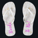 Bride To Be! Pink Gold Marble flip flops<br><div class="desc">A beautiful pink and gold marble flip flops for your bachelorette party or the rehearsal dinner or for the weekends girls trip away before your wedding. These would be great to personalize and give to all your bridesmaids as well, I created personalized ones on my DesignByLyn store for you to...</div>