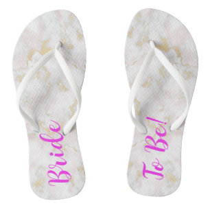 Bride To Be! Pink Gold Marble flip flops