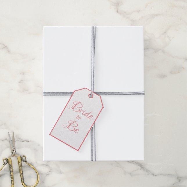Bride to Be Pink Wedding Bridal Shower Script Chic Gift Tags (With Twine)
